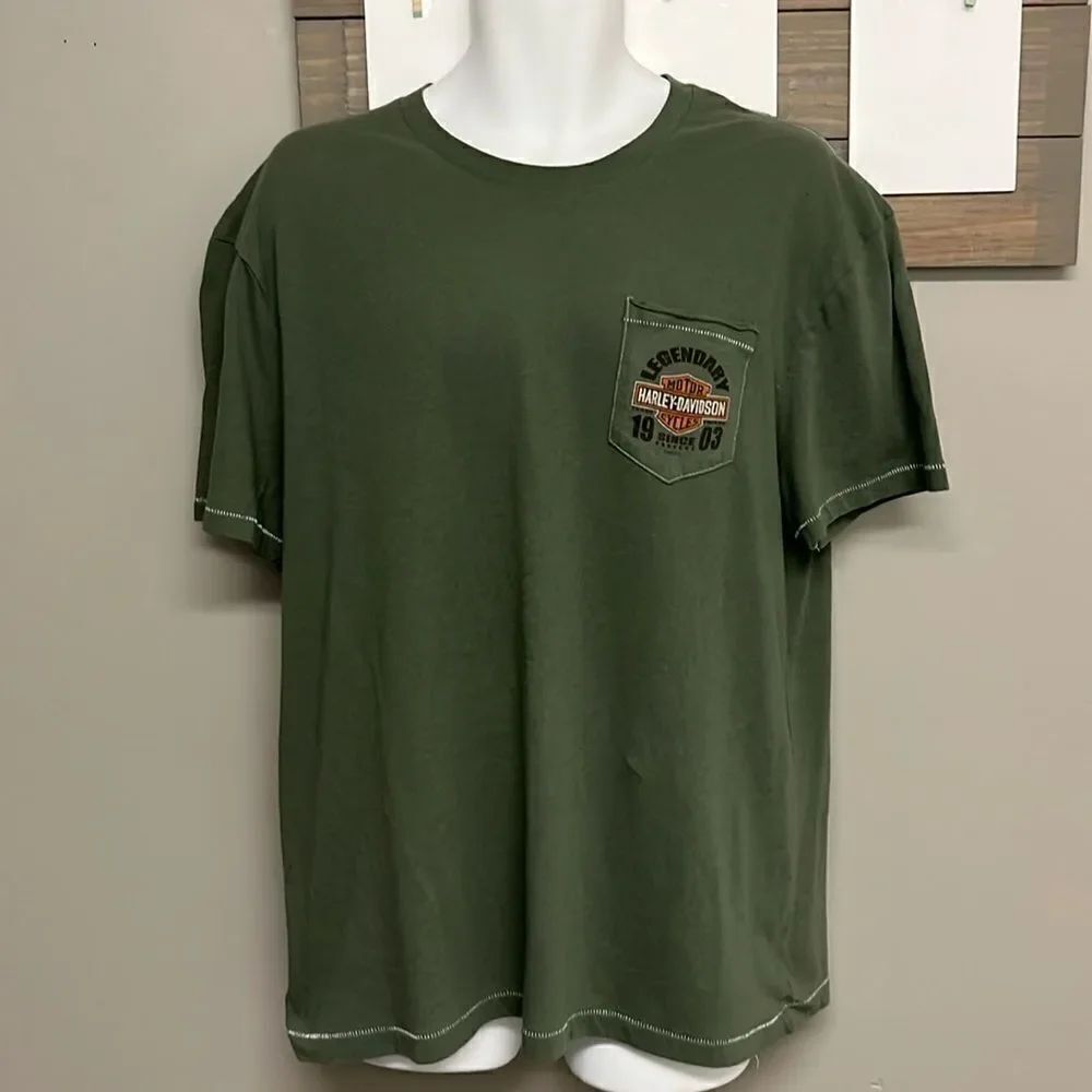 Harley-Davidson Men’s Olive Green Short Sleeve Crewneck T-shirt Outer Banks XL